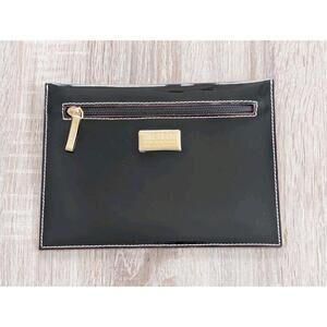 Arcadia Black Patent Leather Zip Snap Back Pouch Wallet